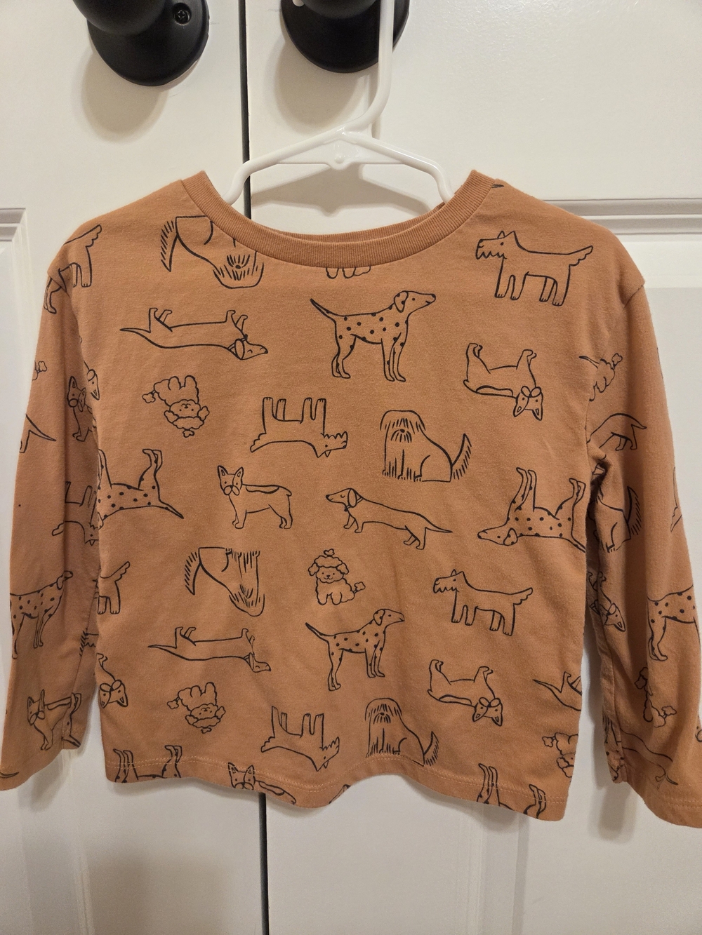 Cat & Jack Orange Long Sleeve Shirt with Black Dog Sketches